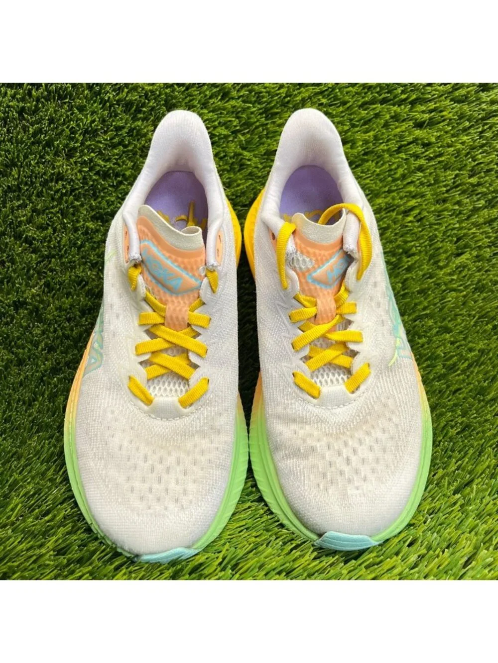 Hoka One One Mach 6 Womens Size 6.5 Gray Yellow Athletic Running Shoes Sneakers_6